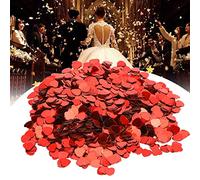 Kuuleyn 3000 pièces décorations de paillettes en feuille métallique de fête de la Saint-Valentin, confettis de table en forme de coeur d'amour, confettis en forme de coeur de (Rouge)