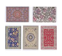 Kuuleyn 5 pièces 1 12 Tapis de Maison de poupée, Ensemble de Tapis Miniatures à imprimé Floral, Tapis de Sol en Tissu tissé Exquis pour Accessoires et décoration de Maison de poupé