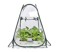 Kuuleyn 70×70×80cm Pop Up Greenhouse Cover,Foldable Mini Garden Greenhouse,Portable Plant Warm House with 4 Stakes, Windproof Rainproof Cover for Succulent Flowers