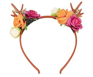 Kuuleyn Bandeau personnalisé d'accessoires pour cheveux d'animaux de Noël, incroyable fleur en corne de renne, guirlande florale pour fête, cosplay, mariage, Noël