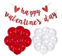 Kuuleyn Bannière de Coeur de Saint-Valentin, Guirlande de Coeur à Paillettes, Papier Happy Valentine's Day Glitter Heart Pull Flag Romantique Amour Bruant Décor Suspendu pour la