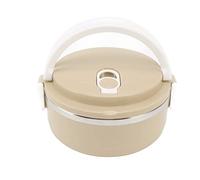 Kuuleyn Boîte à lunch à l'isolation, conteneur de nourriture pour le déjeuner, silicone en acier inoxydable rond des trous respirants avec poignée ergonomique pour les voyages de (Beige)
