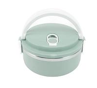 Kuuleyn Boîte à lunch à l'isolation, conteneur de nourriture pour le déjeuner, silicone en acier inoxydable rond des trous respirants avec poignée ergonomique pour les voyages de (Vert clair)