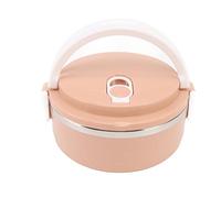 Kuuleyn Boîte à lunch à l'isolation, conteneur de nourriture pour le déjeuner, silicone en acier inoxydable rond des trous respirants avec poignée ergonomique pour les voyages de (Rose)