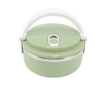 Kuuleyn Boîte à lunch à l'isolation, conteneur de nourriture pour le déjeuner, silicone en acier inoxydable rond des trous respirants avec poignée ergonomique pour les voyages de (Vert foncé)