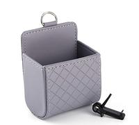 Kuuleyn Boîte de Rangement de Voiture, Pochette de Rangement Universelle pour Voiture Sac de téléphone Mod Sun Support de boîte en Verre Organisateur de Poche Gris PU Cuir