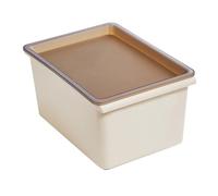 Kuuleyn Boîtes de rangement empilables Conteaux en plastique Empilable Bin de rangement en plastique Snack Toy Organisateur Boîte de joueur avec couvercle pour garde-manger Crème