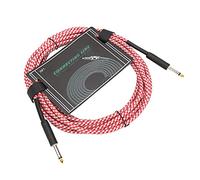 Kuuleyn Câble audio, cordon de guitare, câble d'instrument de musique tressé de blindage de blindage audio rallonge avec bouchon plaqué 6 mètres (Rouge)