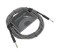Kuuleyn Câble audio, cordon de guitare, câble d'instrument de musique tressé de blindage de blindage audio rallonge avec bouchon plaqué 6 mètres (Blanc)