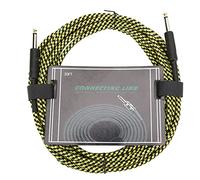 Kuuleyn Câble audio, cordon de guitare, câble d'instrument de musique tressé de blindage de blindage audio rallonge avec bouchon plaqué 6 mètres (Jaune)