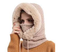 Kuuleyn Cagoule de cyclisme en plein air, couvre-tête résistant au froid, cache-cou en polyester chaud intégré, bonnet pour hommes et femmes pour le ski, le cyclisme et l'hiver