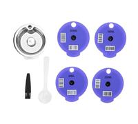 Kuuleyn Capsule de café rechargeable en acier inoxydable filtre à dosette de café réutilisable avec 4 couvercles brosse à cuillère facile à nettoyer