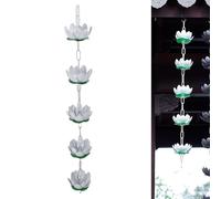 Kuuleyn Chaîne d'eau de gouttière extérieure à 5 Fleurs, chaîne de Guidage d'eau, collecteur d'eau de Pluie de gouttière extérieure en Aluminium avec Crochets pour Avant-Toit