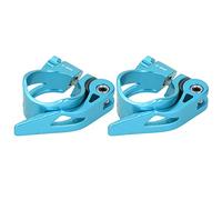 Kuuleyn Collier de serrage de tige de selle de vélo, 2 pièces C73 en alliage d'aluminium 31,8 mm Clip de tige de selle à dégagement rapide pour vélo de montagne Collier de serrage (Bleue)
