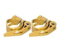 Kuuleyn Collier de serrage de tige de selle de vélo, 2 pièces C73 en alliage d'aluminium 31,8 mm Clip de tige de selle à dégagement rapide pour vélo de montagne Collier de serrage (Or)
