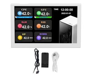 Kuuleyn Computer Temperature Monitor Computer Temperature Display IPS USB Mini Screen 5 inch 800x480 Resolution Type C Sub Screen Pc Data Monitor for Aida64 (White)