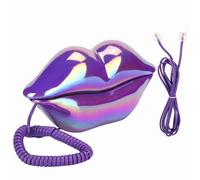 Kuuleyn Creative Purple Lips Telephone Electroplate Desktop Landline Phone for Home Office