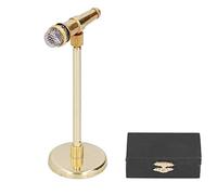 Kuuleyn Décor de Microphone Vertical doré de 3,1 Pouces en Forme de Micro Artisanal en métal Miniature pour la Maison, Le Bar, l'affichage de Bureau, Cadeau Unique sur Le thème de