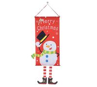 Kuuleyn Décorations de porte de Noël, couverture de porte de Noël, bannière de porte sur le thème de Noël, décorations murales de portes de Noël, bannière suspendue en toile (Bonhomme de neige)