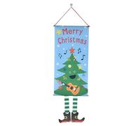 Kuuleyn Décorations de porte de Noël, couverture de porte de Noël, bannière de porte sur le thème de Noël, décorations murales de portes de Noël, bannière suspendue en toile (Arbre de Noël)