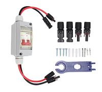 Kuuleyn Disjoncteur 2P DC 500 V 32 A IP65 étanche avec connecteurs de câble, interrupteur de déconnexion solaire DC pour panneau PV, maison, camping-car, système hors réseau (With Cable and PV