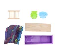 Kuuleyn DIY Ensemble de moules à savon en silicone avec boîte en bois, support à savon, papier d'emballage, fournitures de cuisson (Purple)