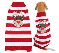 Kuuleyn Dog Christmas Sweater,Cute Striped Reindeer Christmas Pet Clothing,Winter Soft Warm Xmas Cute Dog Clothes for Small Pet Puppy Reindeer Sweater Clothing Outfit (XXL)