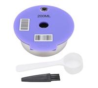 Kuuleyn Dosette de café réutilisable, tasse à capsule rechargeable, tasse à filtre à café en silicone en acier inoxydable avec cuillère à brosse, facile à nettoyer pour les (200 ml)