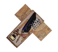 Kuuleyn Ensemble De Stylos à Plume Vintage, Ouvre-lettre Avec Plumes De Rechange, Support De Stylo, Plume Et Encre Pour Amis, Famille Et Enseignants(Bleu)