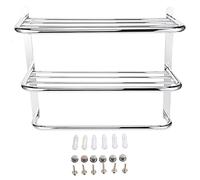 Kuuleyn Étagère de Salle de Bain, Organisateur à 3 Niveaux, Fer Antirouille Stable Pliable Mural avec Tringles à Serviettes pour Toilettes Cuisine Salon Douche Rangement Cosmétique