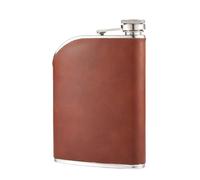 Kuuleyn Flasque en verre moderne, petite flasque de voyage portable, bouteille de vin en acier inoxydable, capacité de 240 ml, flasque portable légère et anti-fuite pour les (Brun)