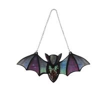 Kuuleyn Halloween Bat Window Hanging Suncatcher,Colorful Bats,Acrylic Suncatcher Wall Art Decoration,Reflective Effect Colorful Stained Bat Window Ornaments