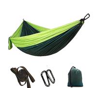 Kuuleyn Hamacs pour L'extérieur, Hamac De Camping, Lit Suspendu pour Hamac Double De Voyage De Camping Portable avec Sangle d'arbre(avec Arbre à Fruit Vert à Vert foncé)