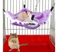Kuuleyn Hammock for Hammered Squirrels,Sugar Glider Three Layer Warm Hammock,Blue Flannel Hamster Three Layers Warm Hanging Bed House for Small Pets Sugar Glider Chinchilla (Small Size)