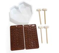 Kuuleyn Heart Silicone Mould, Valentine Diamond Mold, Silicone 3D Heart Shaped Diamond Pattern Mold Set Flexible Non Stick Heat for Chocolate Candy Cake Resin Clay Valentine