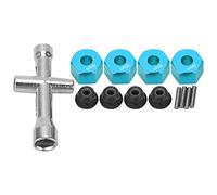 Kuuleyn Hex Wheel Hub, Lock Nut Cross Hex Wrench, 12mm Wheel Hex Hub Adapter 9mm Thick M4 Flange Lock Nuts Cross Wrench Set for 1/10 RC Car (Blue)