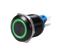 Kuuleyn Interrupteur à Bouton LED, 22mm 12V LED Interrupteur à Bouton Poussoir à Verrouillage autobloquant étanche(Vert)