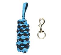 Kuuleyn Ligne de Fente pour Cheval, Longue Corde d'entraînement, rêne en Cuir de Vache Confortable avec Boucle à Pression rotative Marron pour l'entraînement Quotidien du Cheval, (Light Blue Black)