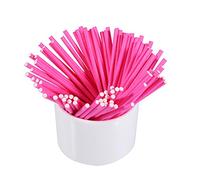 Kuuleyn Lollipop Sticks Colorful Lollipop 100 Pcs/Set Colorful Cake Pop Sticks for Candy Sweet Chocolate 10cm DIY Making(Pink)
