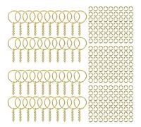 Kuuleyn Lot de 100 porte-clés dorés avec chaînes, kit de fabrication de porte-clés en métal poli pour l'artisanat de bijoux, étiquettes de bagages de voyage, cadeaux personnalisés