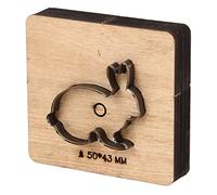 Kuuleyn Matrice de découpe en cuir en forme de lapin avec base en bois, moule de tampon de poinçonnage en acier allié pour travaux manuels, cuir, papier, argile, tissu