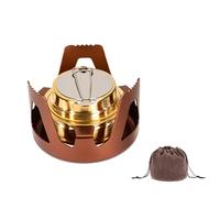 Kuuleyn Mini réchaud à alcool de randonnée, brûleur à alcool léger en laiton, réchaud à alcool portable petit brûleur à alcool en laiton avec support en aluminium, batterie de (Couleur bronze)