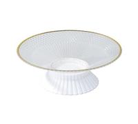 Kuuleyn Plastic Fruit Bol, drain transparent bol décoratif piédestal moderne, conception de rayures à grande capacité polyvalente avec plateau de vidange pour noix (Petit)