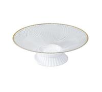 Kuuleyn Plastic Fruit Bol, drain transparent bol décoratif piédestal moderne, conception de rayures à grande capacité polyvalente avec plateau de vidange pour noix (L 360 ml 6.8x14.5cm / 2,7x5,7