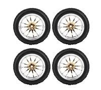 Kuuleyn Pneus de Remplacement, 4 pièces/Ensemble Jante de Roue de Pneu en Caoutchouc de Pneu de véhicule Tout-Terrain de Course pour Hsp Redcat dépasser la Voiture Rc Traxxas Tamiya Hpi 1/10(Or)