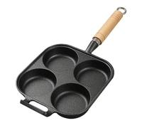 Kuuleyn Poêle à frire antiadhésive approfondie, poêle à petit-déjeuner à quatre trous, batterie de cuisine en acier inoxydable avec spatule, brosse à huile pour crêpes, œufs,