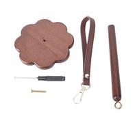 Kuuleyn Portable Yarn Holder with Leather Wrist Strap Walnut Wood Yarn Ball Stand for Home Travel Crochet Knitting Durable Compact Design 360 Rotation Craft Storage