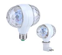 Kuuleyn Pub Disco Stage Light, E27 RGB LED Disco Stage Lights Ampoule à bille Lampe à effet de fête rotative à 2 têtes(Prise UE)