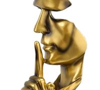 Kuuleyn Statue de penseur, No Hear No See No Speak, Sculptures en résine pour la Maison Moderne, Objets décoratifs, Le Silence est doré, Figurine d'art Abstrait, Le Silence décoratif est (Dark Gold)
