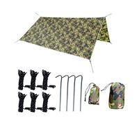 Kuuleyn Tente Tarp Rain Fly Camouflage pour Camping Patio Backyard | Construction en polyester 210T |finition camouflage |coutures renforcées |résistance à l'eau pu2000